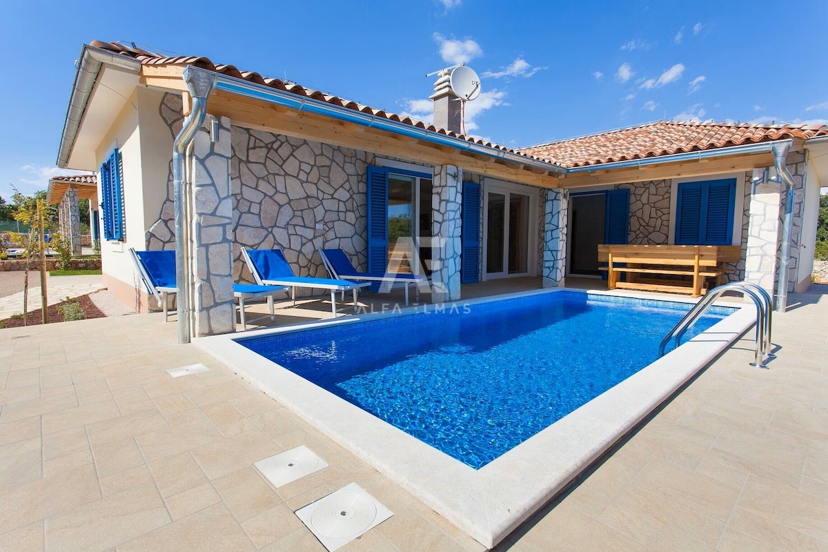 Krk, okolica, samostojna pritlična hiša z bazenom! ID 659