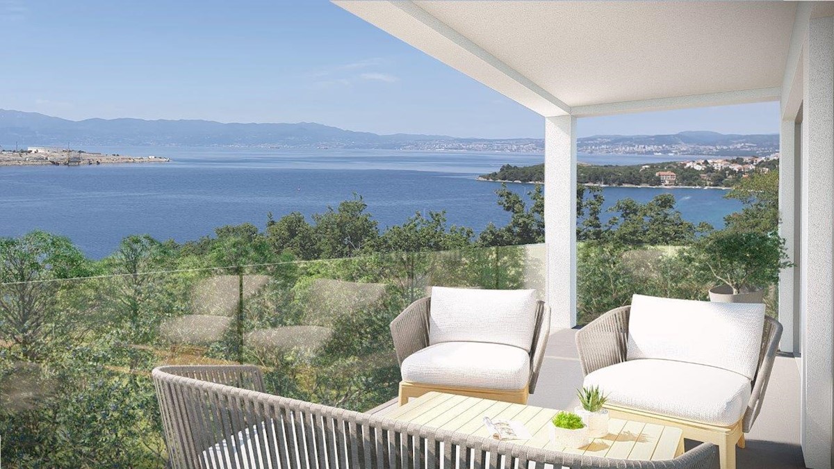 Apartma v Omišlju, pogled na Kvarnerski zaliv
