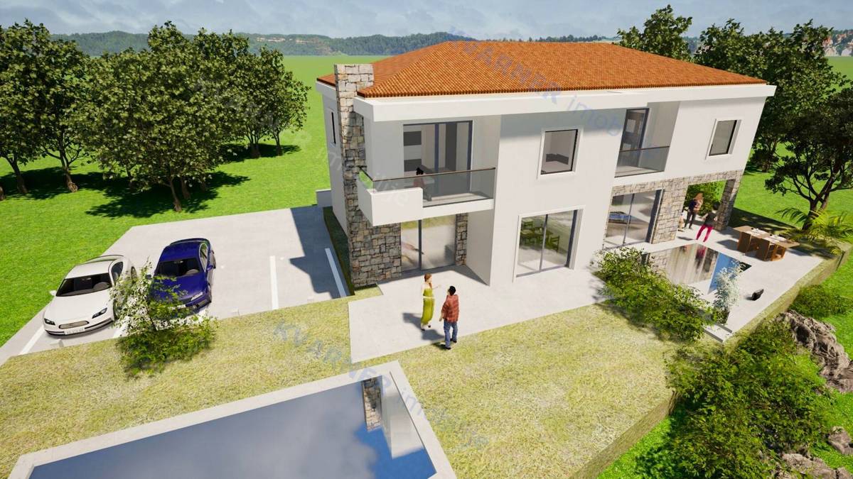 Malinska - Dvojna hiša s bazenom in vrtom