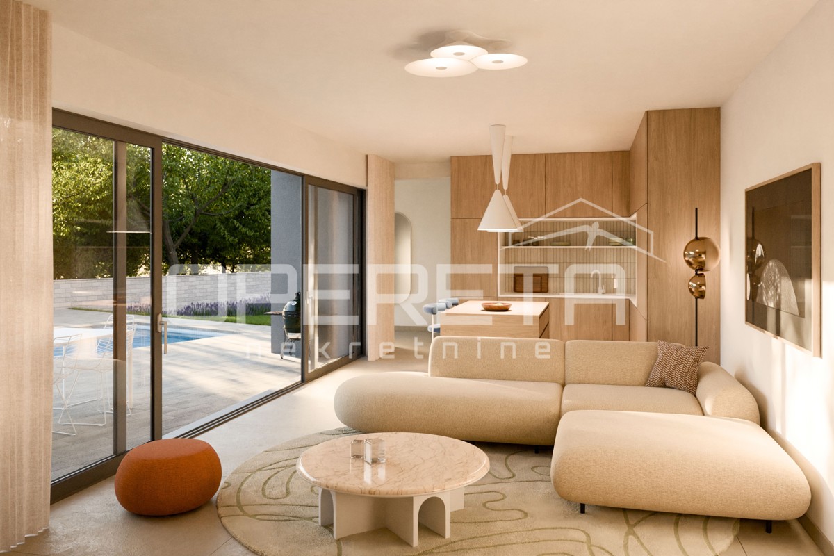 Krk – Moderna dvojček vila z bazenom in panoramskim pogledom na morje

