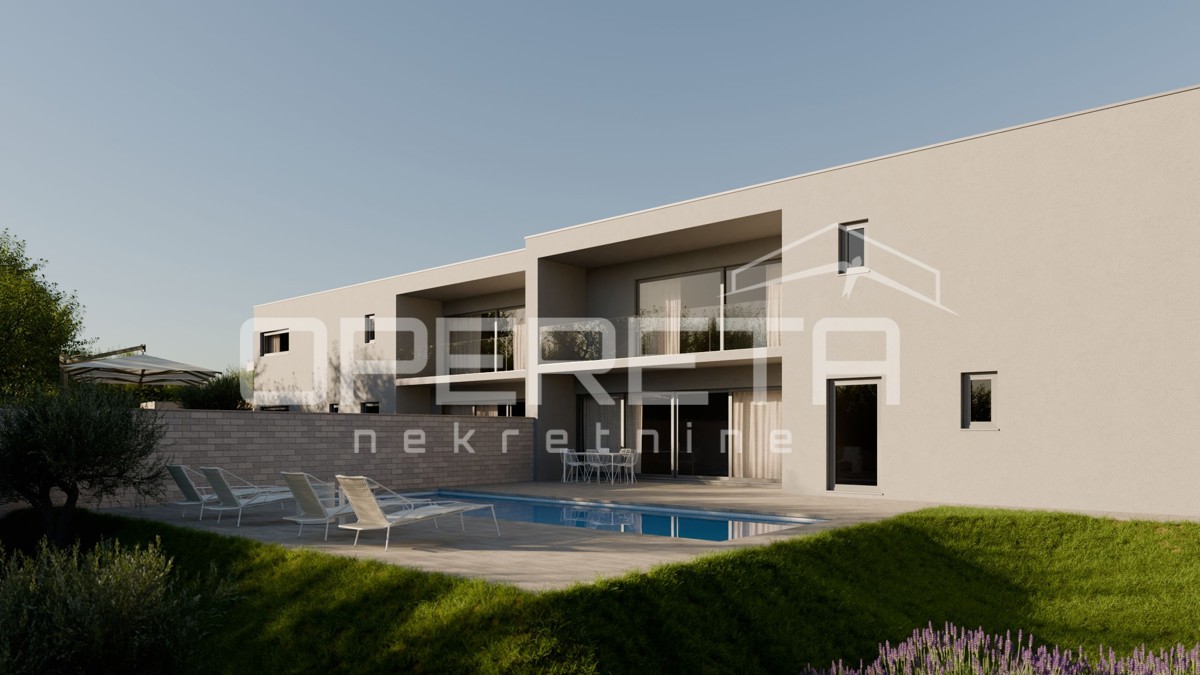 Krk – Moderna dvojček vila z bazenom in panoramskim pogledom na morje

