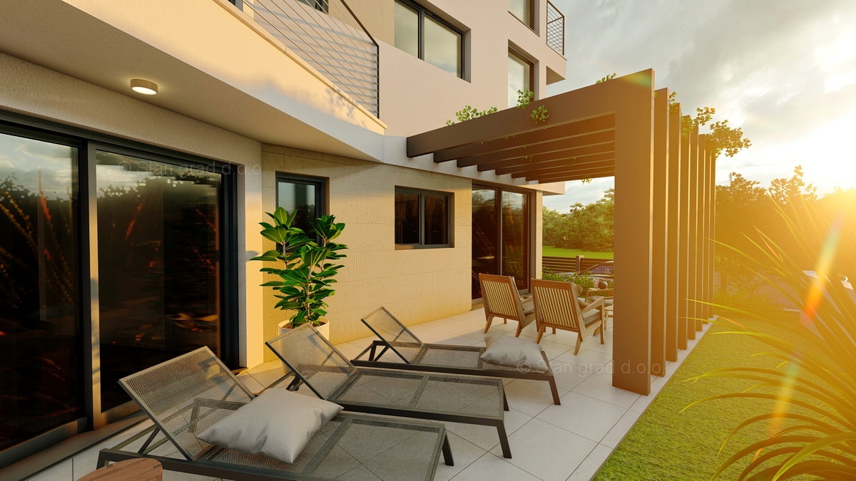 Krk, atraktiven trisobni apartma v pritličju 500 m od morja!